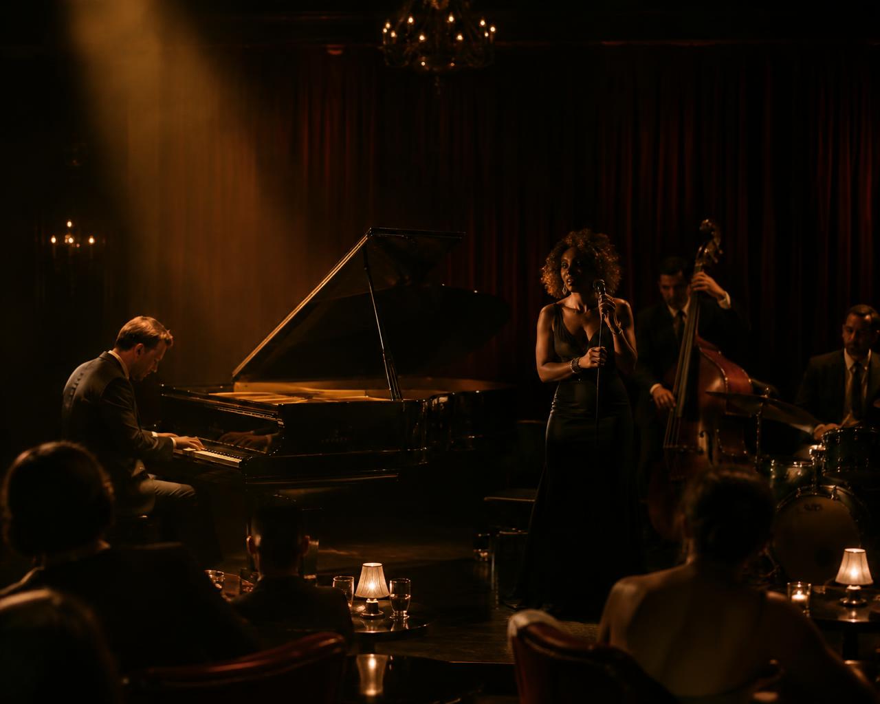Jazz performance in an intimate velvet lounge